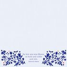 "Du bist wie eine Blume, so hold und schön und rein. Heinrich Heine." Blaue Blumenillustration unten.