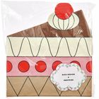 Text: "RICO DESIGN X REDFRIES". Illustration eines Kuchenstücks mit Sahne und Kirsche auf einer Serviette.