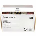 "Paper Poetry* Tape Set, 1,5 cm x 10 m, Hot Foil Gold, 5 Stück." Sichtbare dekorative Klebebandrollen in einer Box.