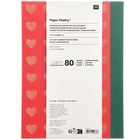 "Paper Poetry", Premium-Notizbuch mit Goldschnitt, 145x195mm, 80 Seiten, punktkariert. Rotes Herzdesign auf der linken Seite.