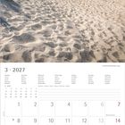 Kalender für März 2027, mit Notizen. Oben Dünenstrand mit Meer und blauem Himmel.