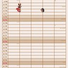 Kalender für November. Illustration: Ein Maulwurf malt an einem Tisch mit Farben, Licht und Gemälden an der Wand.