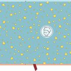 Illustration mit gelben Sternen auf blauem Hintergrund und Kopf-Skizze eines Kindes in einem Kreis.