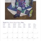 Text: "March Mars Marzo Marzo Maart März", "Notes Notes Note Notas Notities Notizen". Illustration eines Kindes mit Puppe.