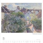 März 2027 Kalender mit einer Malerei von Alfred Sisley: Häuser, Bäume, Himmel.