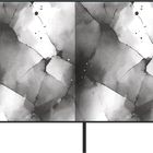 Keine erkennbaren Texte. Graue Aquarelloptik mit abstrakten, dunklen und hellen Verläufen und Spritzern.