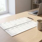 Termineinträge und Kalenderdaten; Montag bis Sonntag, 6. bis 19. März. Büro mit Laptop, Stift, Kaffeetasse.