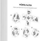 "Rätsel Kalender ALPHA Edition 2027. WÜRFEL FALTEN: Welcher der Würfel A bis D ist aus der Vorlage gefaltet worden? Neujahr, Freitag."