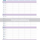 03, Vorjahresabbildung. Illustration eines blauen klassischen Autos mit VW-Logo darüber. Kalender für März.