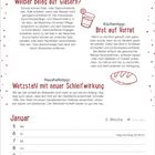 Haushaltstipps über weißen Belag auf Gläsern und Wetzstahl. Küchentipp über Brot auf Vorrat. Kalender für Januar, Woche 2.