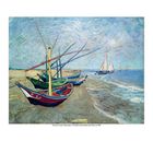 "Vincent van Gogh, Fishing Boats on the Beach at Saintes-Maries-de-la-Mer, June 1888" 
Gemälde mit bunten Booten am Strand.