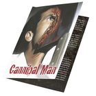 „Cannibal Man“ in roter, stilisierter Schrift. Darunter ein Mann mit blutiger Verletzung im Gesicht.