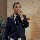 Ein Mann in einem Anzug telefoniert vor einer weißen Backsteinwand. Daneben eine Pflanze und ein Vorhang.