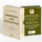 Links steht "Meditation und Achtsamkeit" von Peter Beer. Rechts: Anleitung zur Entspannung und Impulskartenbeschreibung.
