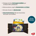 Text beschreibt Kamishibai-Nutzung für Bibelgeschichten. Logo: "Original Don Bosco Kamishibai" auf grünem Kreis.