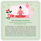 Text: „Die Gebetspose im Sitzen. Diese Übung hilft dir, klar und fokussiert in deinen Tag und in den Advent zu starten.“

Illustration: Eine Person in Meditationspose, umgeben von Geschenken und weihnachtlichen Motiven.