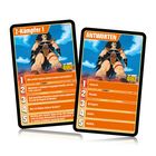 Zwei Karten zeigen "Z-Kämpfer 1" und "Antworten" mit Quizfragen und Antworten. Ein muskulöser Krieger ist abgebildet.