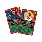 Zwei Spielkarten: Links mit "Kylian Mbappé", 26 Jahre, 50 Länderspiele, 14 Tore. Rechts "Harry Kane", 31 Jahre, 107 Länderspiele, 73 Tore.