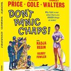 Ein Filmschuber mit Gelbem Hintergrund. Titel: "DON'T PANIC CHAPS!". Zeichnung von Soldaten und einer Frau im Badeanzug.