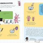 "SEE OSMOSIS IN ACTION. You will need: A gummy sweet, ruler, pencil, paper, water, measuring jug, bowl." Bunte Illustration mit Hasen.