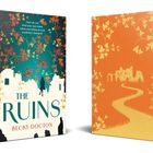 Auf der linken Seite steht: "THE RUINS" von Becky Docton. Silhouetten und florale Muster verzieren das Cover.