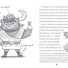 Ein Comicstil-Minutaur, obere Hälfte Stier, untere menschlich. Text beschreibt sein Leben im Labyrinth.