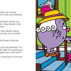 Text über eine Entdeckung in der Bibliothek. Rechts sieht man eine Illustration mit Little Miss Marple und anderen Charakteren.