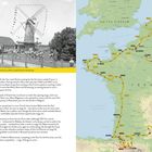 Text linker Bereich: "1954 41st EDITION... Amsterdam, Netherlands, on 8 July... Paris, France, on 1 August..."

Rechts ist eine Landkarte mit der Strecke der Tour de France.