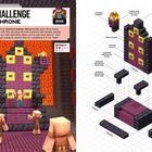 Text: "BUILD CHALLENGE: PIGLIN THRONE", "Difficulty: ★★☆☆☆, 15 mins", Diagramm eines Throns im Minecraft-Stil.