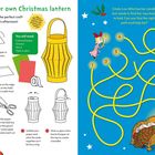 Anleitung zur Erstellung einer Weihnachtslaterne. Rechts: Ein Labyrinth für Cindy-Lou Who, die ihren Weg ins Bett finden muss.