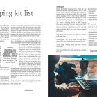 "Camping kit list. Getting everything you need needn't be expensive – stick to the basics, borrow kit." Unten: Hände kochen draußen.