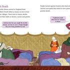 "The Black Death" beschreibt den Ausbruch einer Krankheit 1348 in England. Zeichnung zeigt kranke Menschen im Bett.