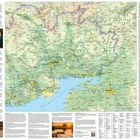 Karte von Dumfries und Galloway. Orte von Interesse und Anfahrtswege sind markiert. Enthält Bilder von Sehenswürdigkeiten.