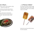 Links: Text über Snacks in Brasilien, u.a. Kochform von Ameisen. Rechts: Text über mexikanische Lutscher mit Insekten.