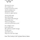 Gedicht über Cowboys, das Klänge und Freiheit beschreibt. Darüber ist eine Schlange illustriert. Links steht "14".