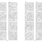 Texte: Zahlen von 9 bis 24. Darstellung: Sechzehn Wortsuchrätsel in zwei Spalten.