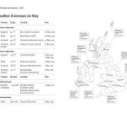 Weather Extremes in May: England max. 35.1°C; Wales min. -6.2°C; map zeigt Orte.