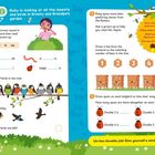 "Ruby is looking at all the insects and birds in Granny and Grandpa's garden." Illustration von Vögeln und Insekten.