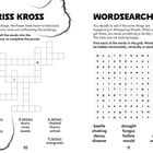 "KRISS KROSS" und "WORDSEARCH" jeweils mit Anweisungen und Wortlisten: ivy, moss, vines, weeds; beetle, decay, fungus.