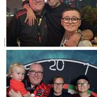 Oben: "Meeting Jürgen Klopp with Tobias". Unten: "The family: Theo, me, Keila and Tobias". Zwei Gruppen von Menschen lachen.