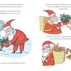 Santa pflückt Brennnesseln im Schnee, schenkt sie einem Bäcker, erhält Kekse und geht mit vollen Händen zurück.