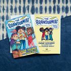 „THE BRAINSTORMERZ MONEY TALKS“ mit Illustrationen von Kindern auf bunten Buchcovern.