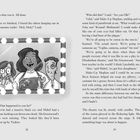 Das Bild zeigt eine Illustration von drei Personen vor einem Spiegel mit Glühbirnen. Die Szene ist aus einem Buch.