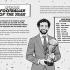 “African Footballer of the Year” und Liste der jüngsten Preisträger. Illustration eines Mannes im Anzug mit Pokal.