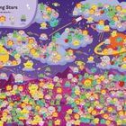 „Seeing Stars. Search the skies for…“ Illustration: Bunte, fröhliche Tierkreise und Kometen im Weltraum.