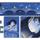 WhatsApp-Nachrichten: "Ara? I'm so sorry. Call me back." Eine nachdenkliche Frau mit Handy an einer Brücke bei Nacht.