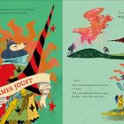 Links steht "JAMES JOUST" auf einem Banner. Rechts schreit ein Tutor: "JOUST! I CAN'T! I CAN'T!" Ein Wolf in Rüstung.