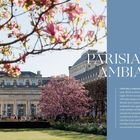 Rechts der Text: "PARISIAN AMBIANCE". Links blühende Bäume, dahinter ein historisches Gebäude.