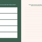 Links: "What 5 qualities do you like most about yourself and why?" mit fünf Feldern. Rechts: "What qualities do you wish you had? How can you develop them?" mit Linien.