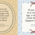 Links: "If I have any regrets..." von Dolly Parton. Rechts: "If you live to a certain age..." von Diane Lane. Rustikale Designs.
